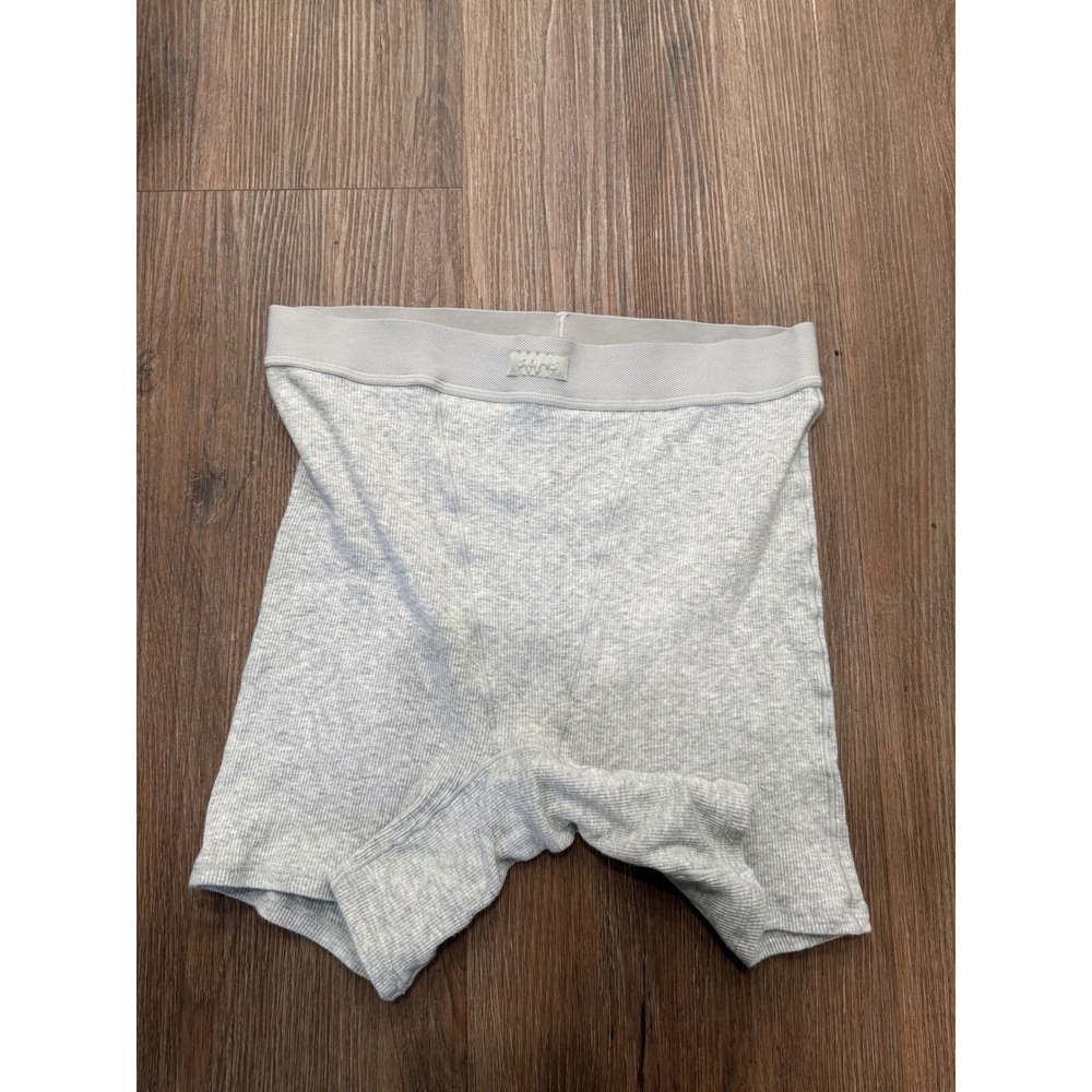 Skims Cotton Rib Boxer Light Heather Grey Ribbed Loungewear Shorts Size S